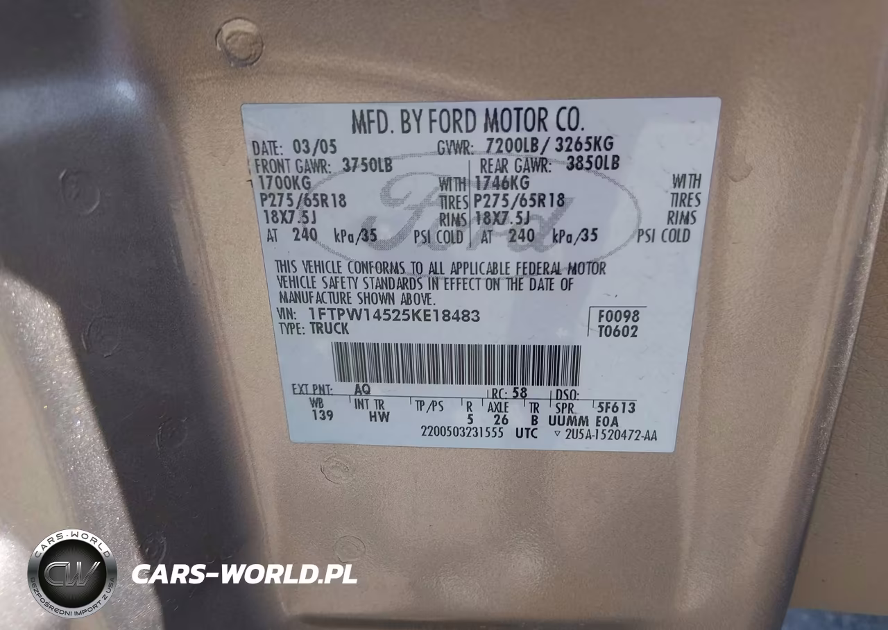 2005 Ford F-150 Fx4-Lariat-Xlt VIN:1FTPW14525KE18483 - 9