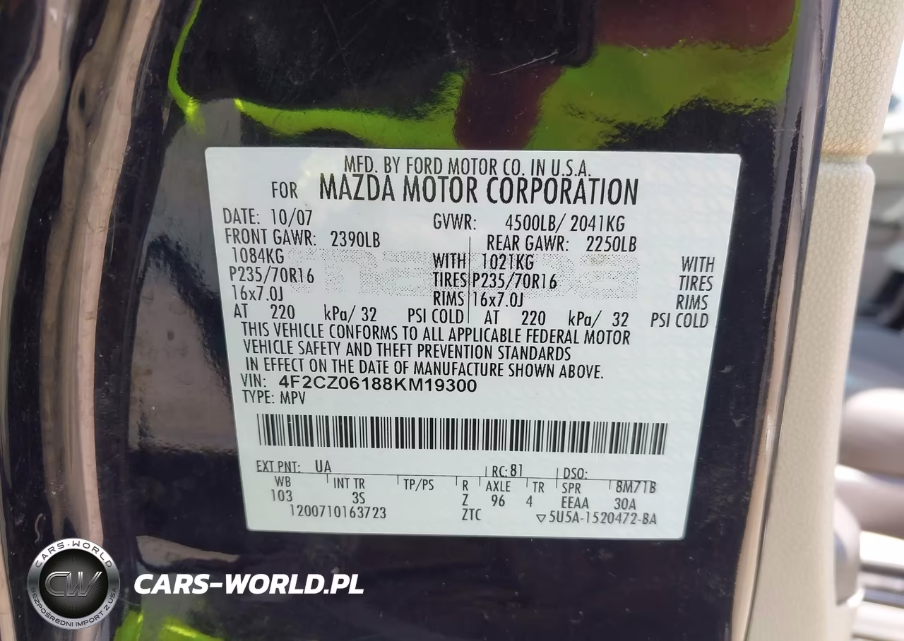 2008 Mazda Tribute S Sport VIN:4F2CZ06188KM19300 - 9