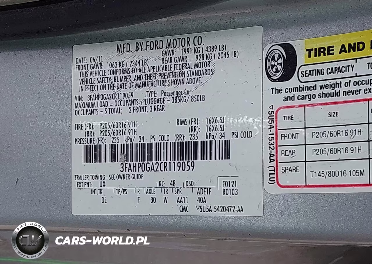 2012 Ford Fusion S VIN:3FAHP0GA2CR119059 - 9