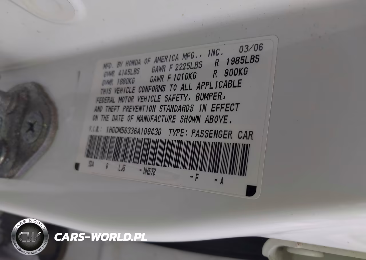 2006 Honda Accord 2.4 Se VIN:1HGCM56336A109430 - 9