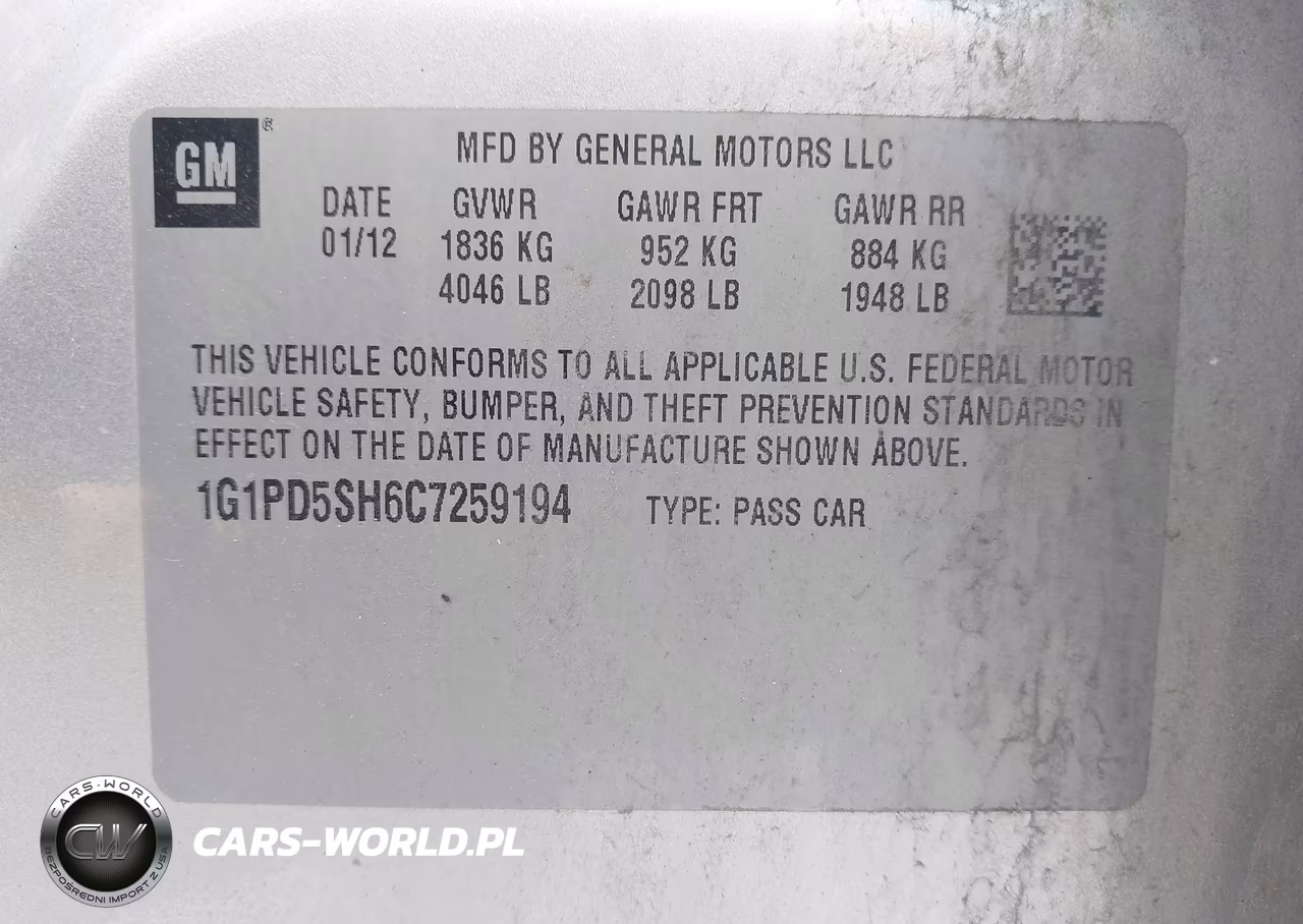 2012 Chevrolet Cruze Ls VIN:1G1PD5SH6C7259194 - 9