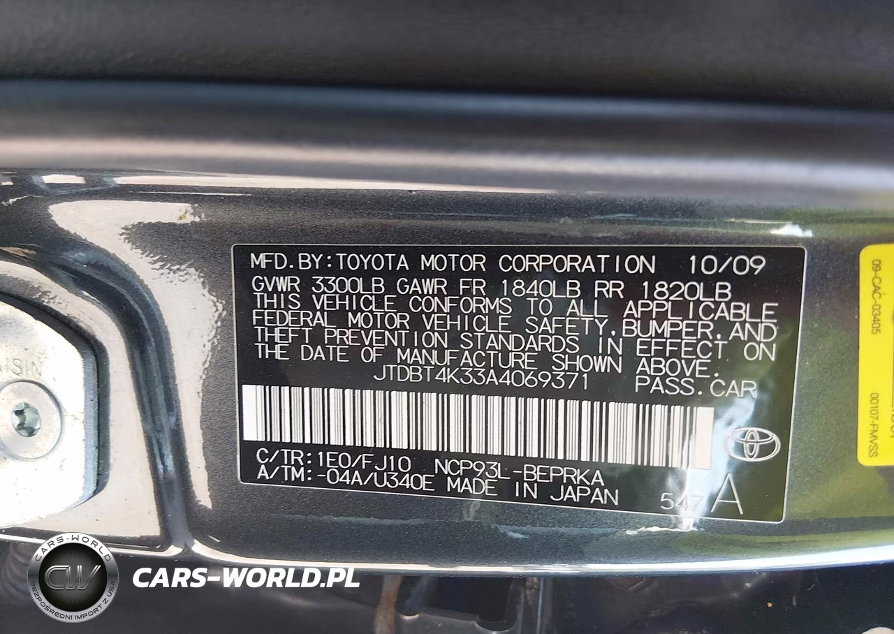 2010 Toyota Yaris VIN:JTDBT4K33A4069371 - 9