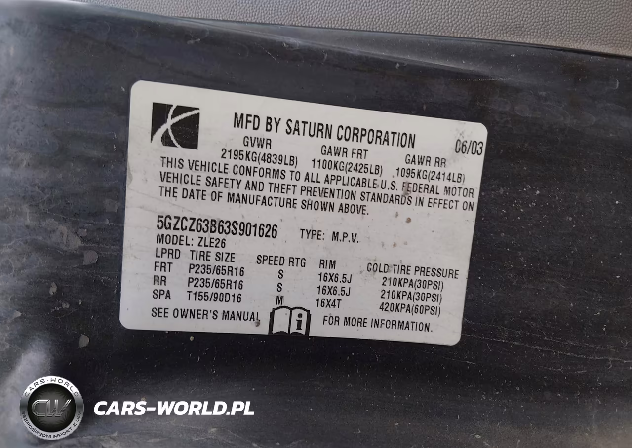 2003 Saturn Vue V6 VIN:5GZCZ63B63S901626 - 9