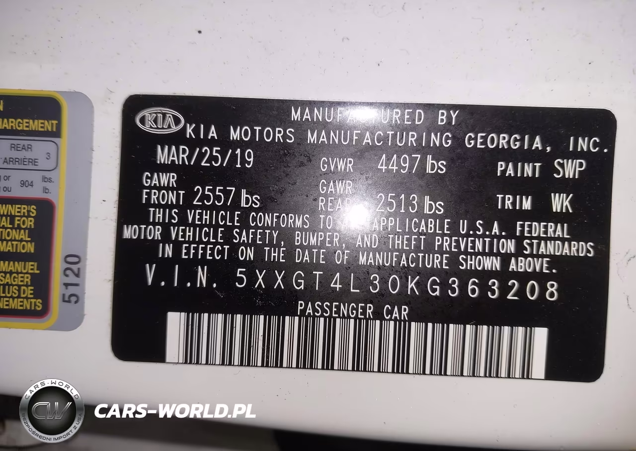 2019 Kia Optima Lx VIN:5XXGT4L30KG363208 - 9