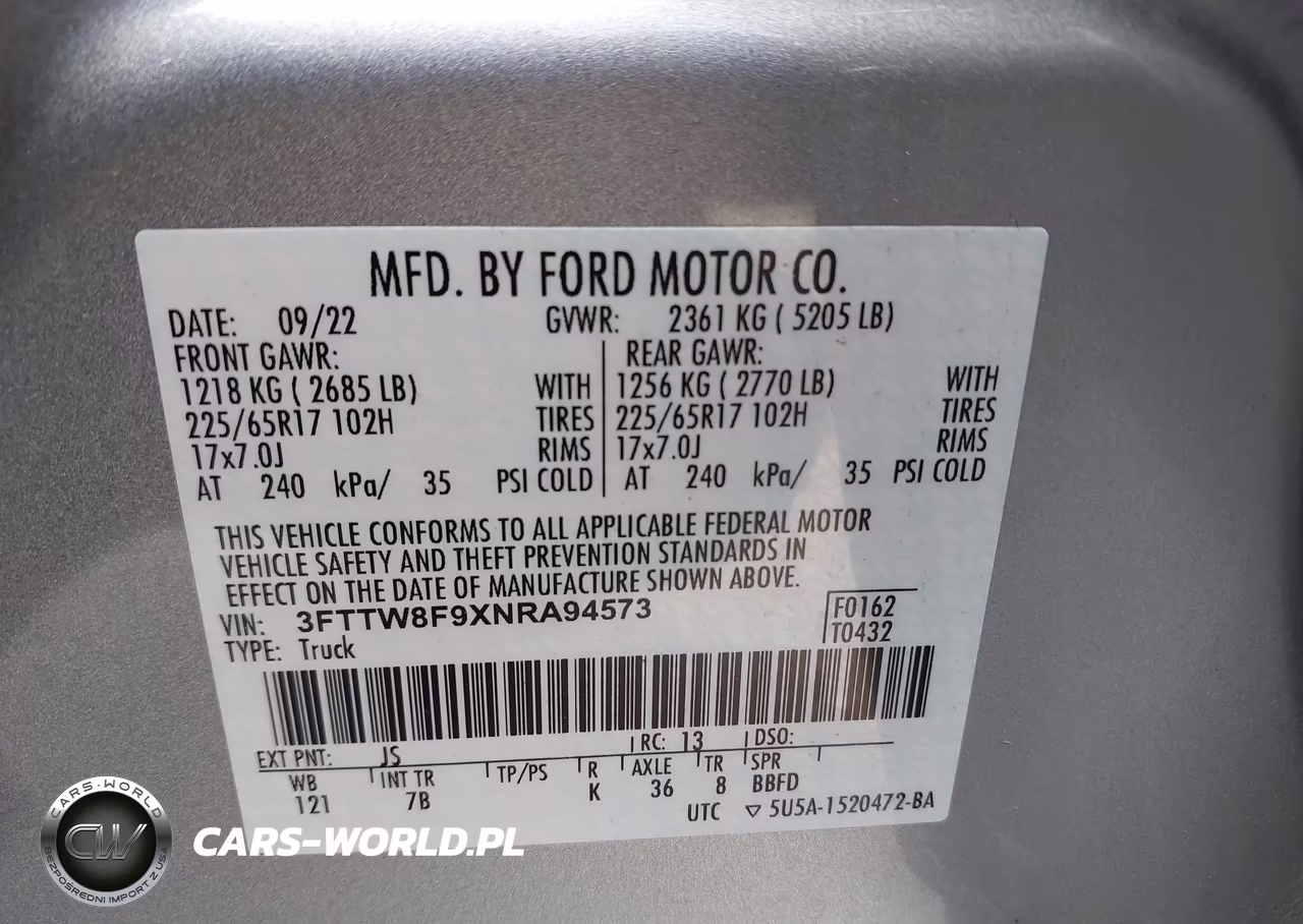 2022 Ford Maverick Xl VIN:3FTTW8F9XNRA94573 - 9