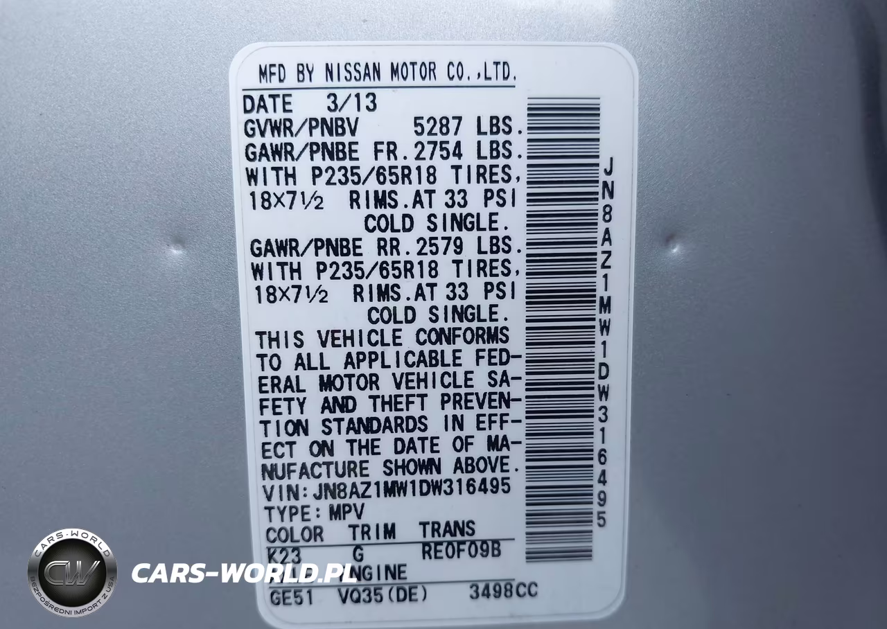 2013 Nissan Murano Sv VIN:JN8AZ1MW1DW316495 - 9