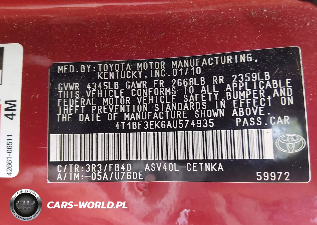 2010 Toyota Camry Le VIN:4T1BF3EK6AU574935 - 9