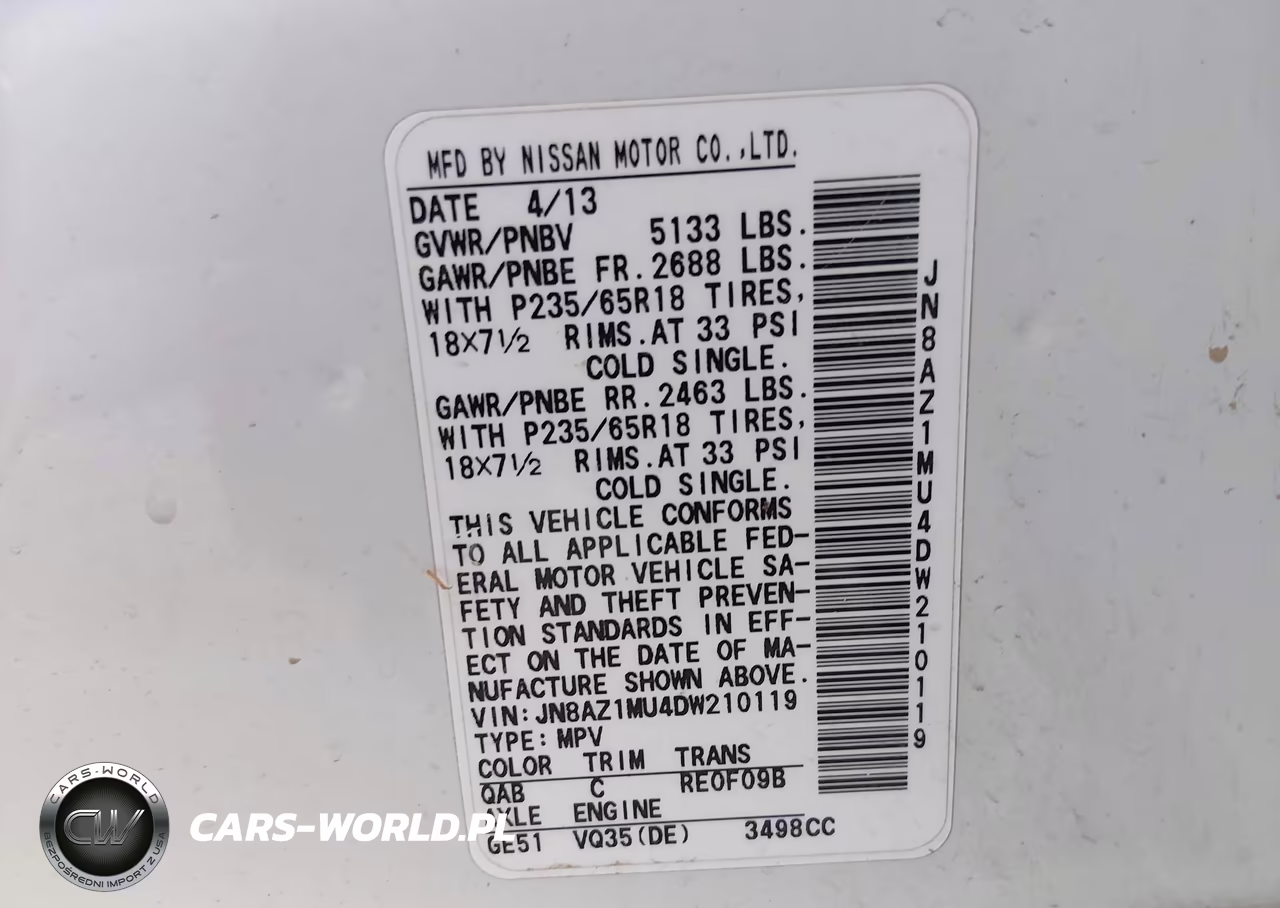 2013 Nissan Murano S VIN:JN8AZ1MU4DW210119 - 9