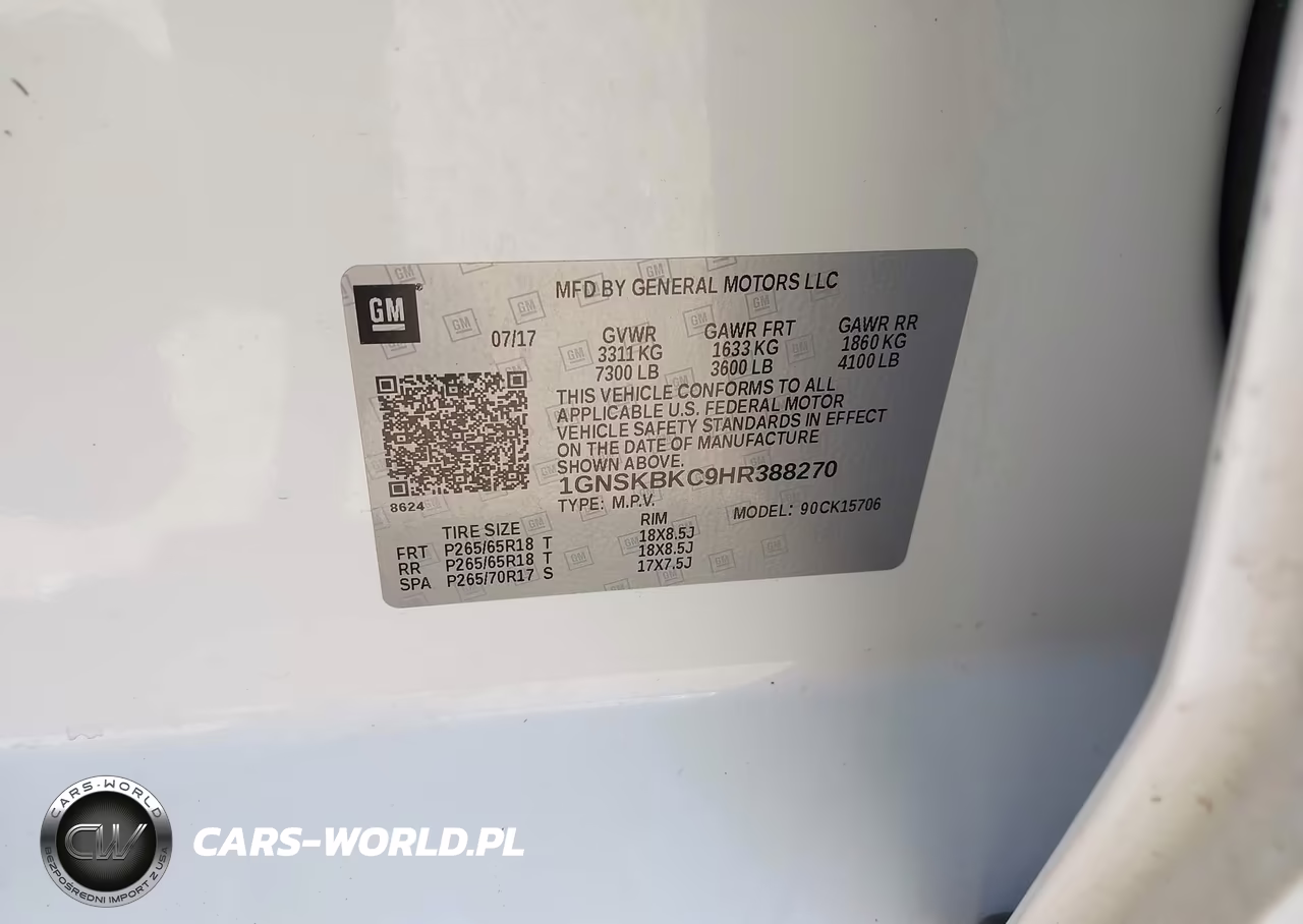 2017 Chevrolet Tahoe Lt VIN:1GNSKBKC9HR388270 - 9