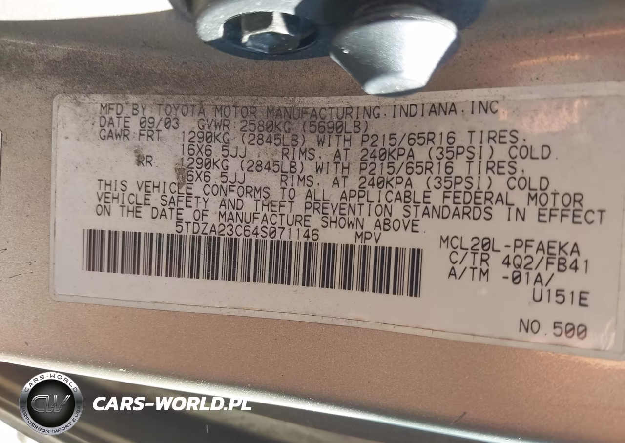 2004 Toyota Sienna Le VIN:5TDZA23C64S071146 - 9