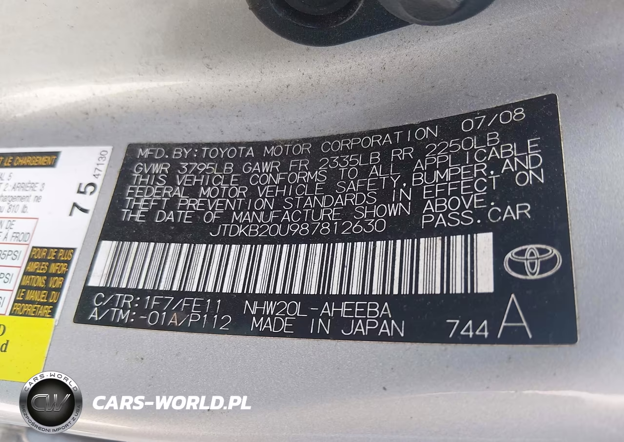 2008 Toyota Prius VIN:JTDKB20U987812630 - 9