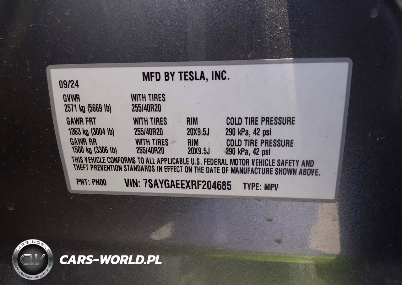 2024 Tesla Model Y Long Range Dual Motor All-Wheel Drive VIN:7SAYGAEEXRF204685 - 9