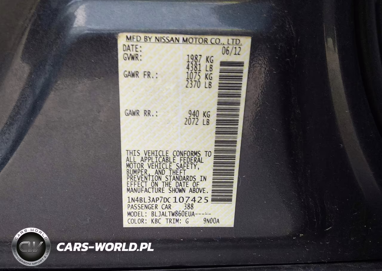 2013 Nissan Altima 3.5 Sv VIN:1N4BL3AP7DC107425 - 9