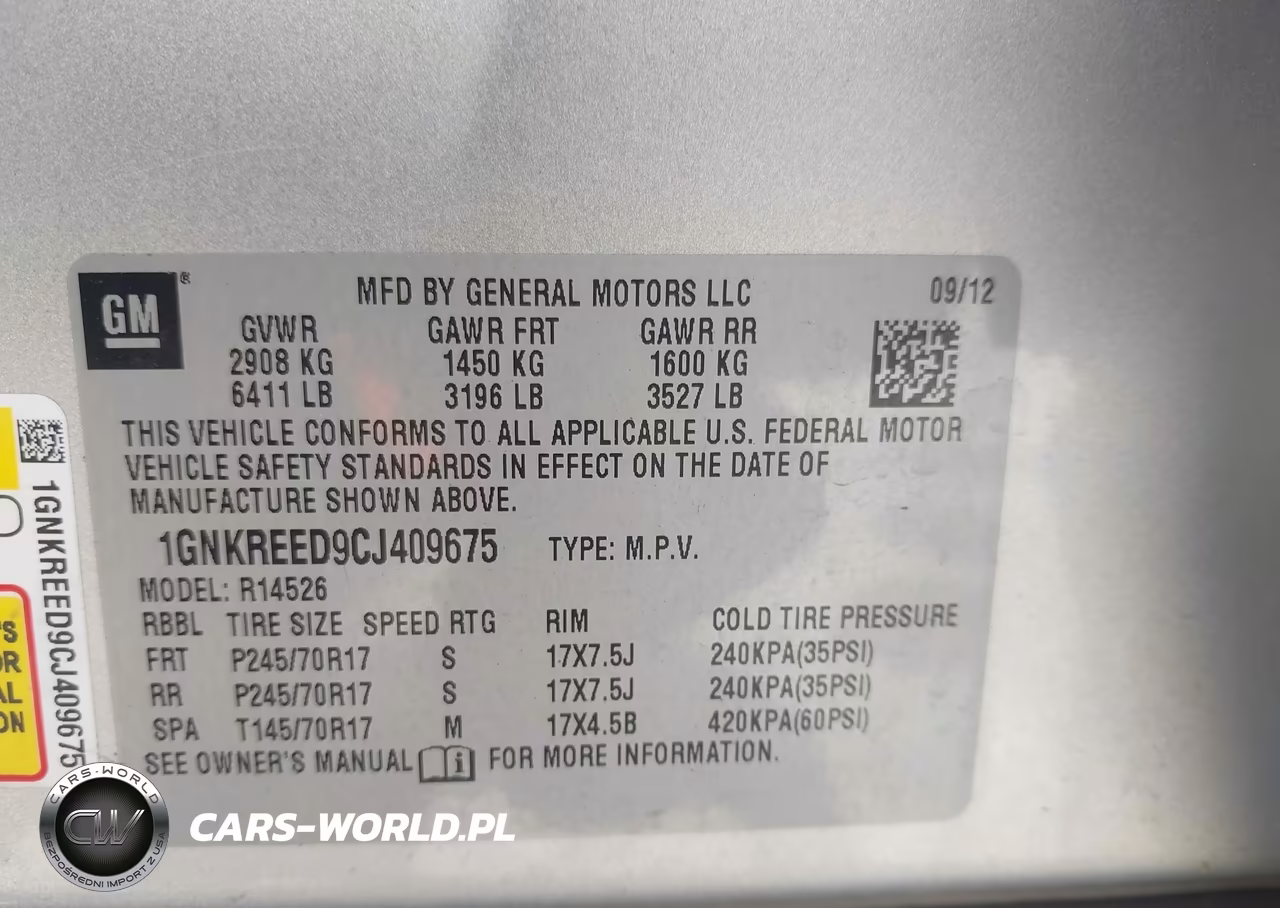 2012 Chevrolet Traverse Ls VIN:1GNKREED9CJ409675 - 8