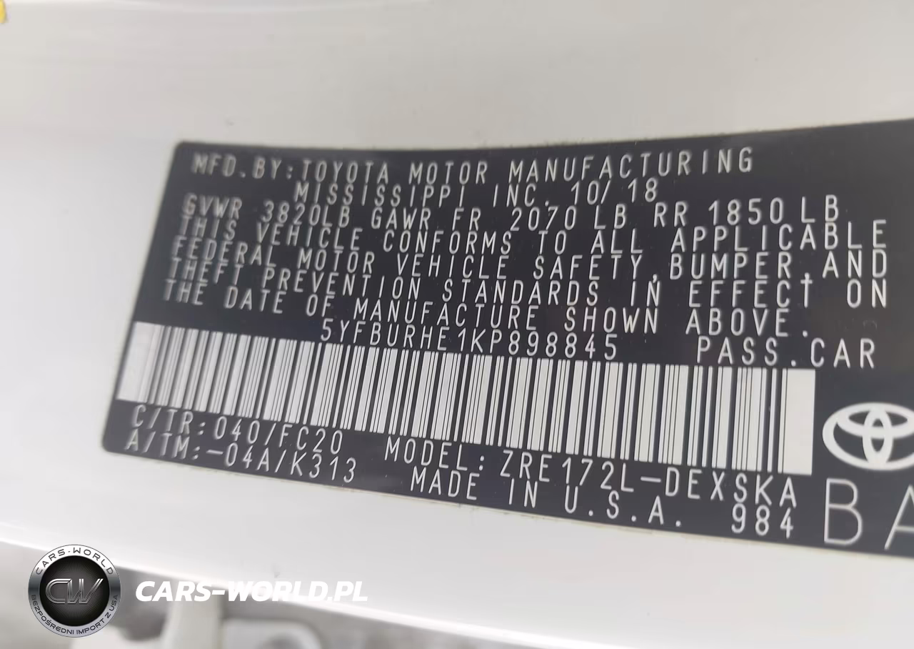 2019 Toyota Corolla Se VIN:5YFBURHE1KP898845 - 9