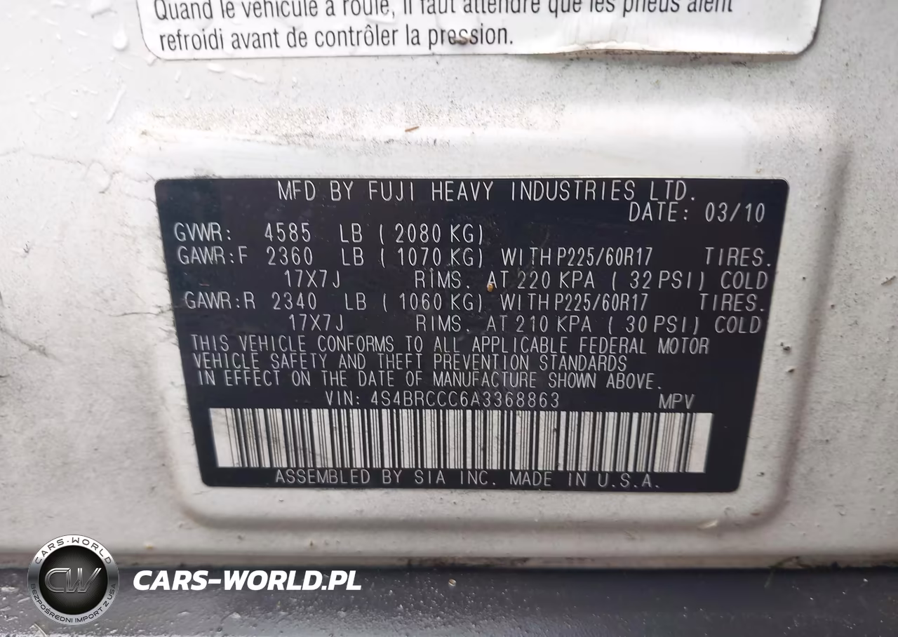 2010 Subaru Outback 2.5I Premium VIN:4S4BRCCC6A3368863 - 9