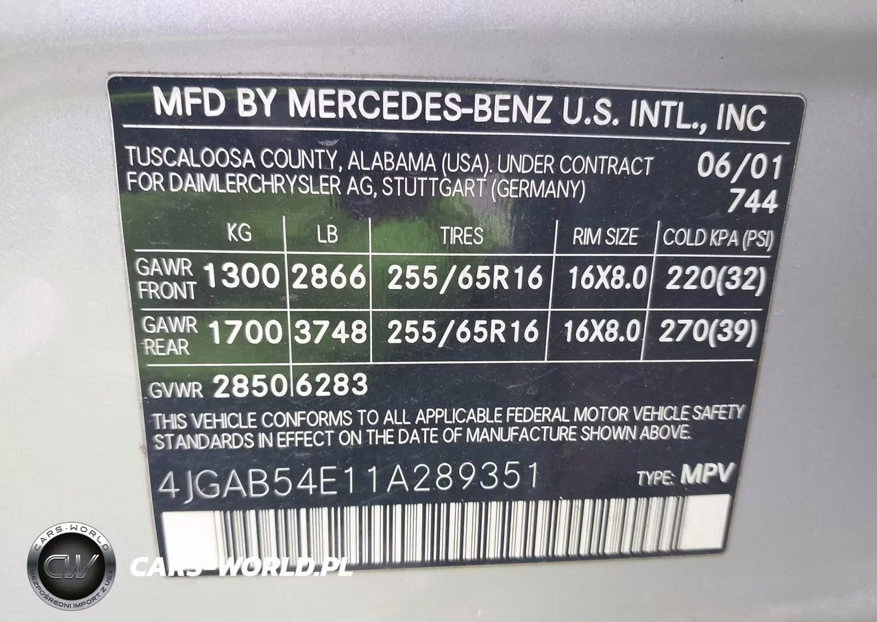2001 Mercedes-Benz Ml 320 VIN:4JGAB54E11A289351 - 9