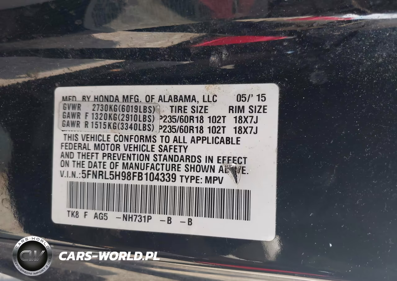 2015 Honda Odyssey Touring-Touring Elite VIN:5FNRL5H98FB104339 - 9