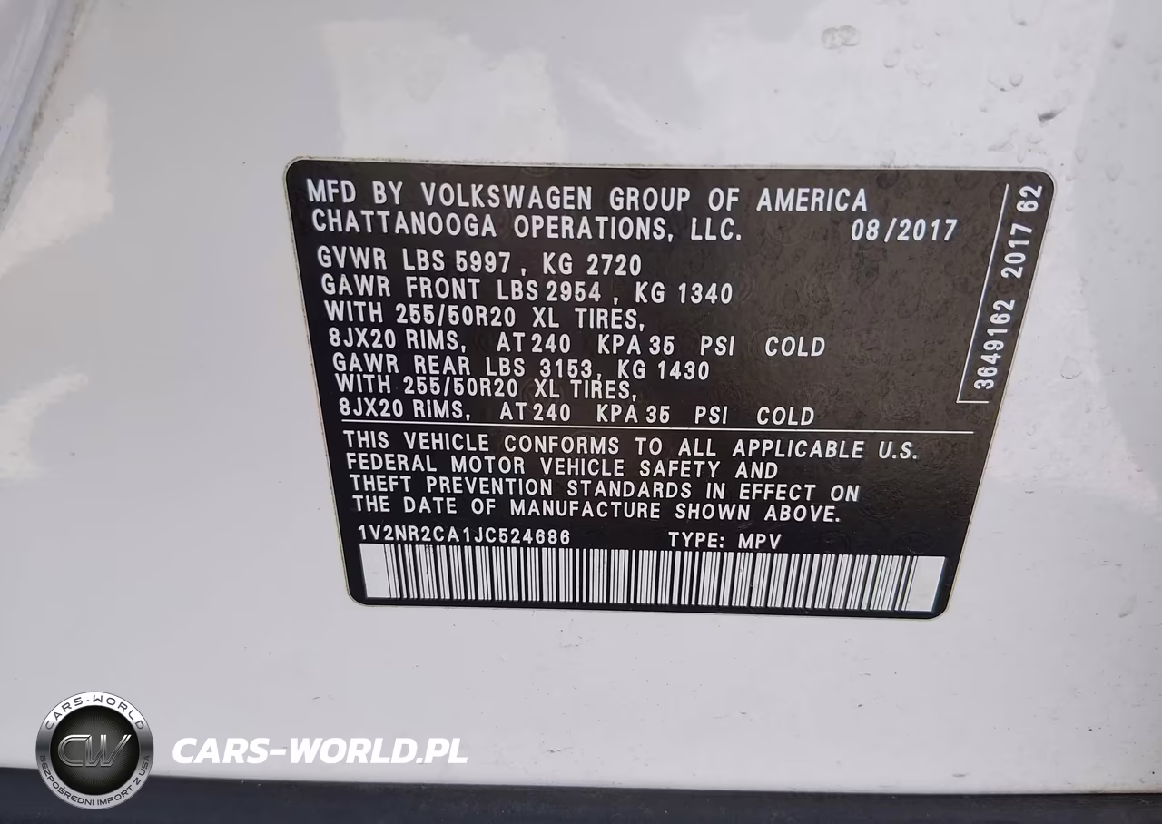 2018 Volkswagen Atlas 3.6L V6 Sel Premium VIN:1V2NR2CA1JC524686 - 9