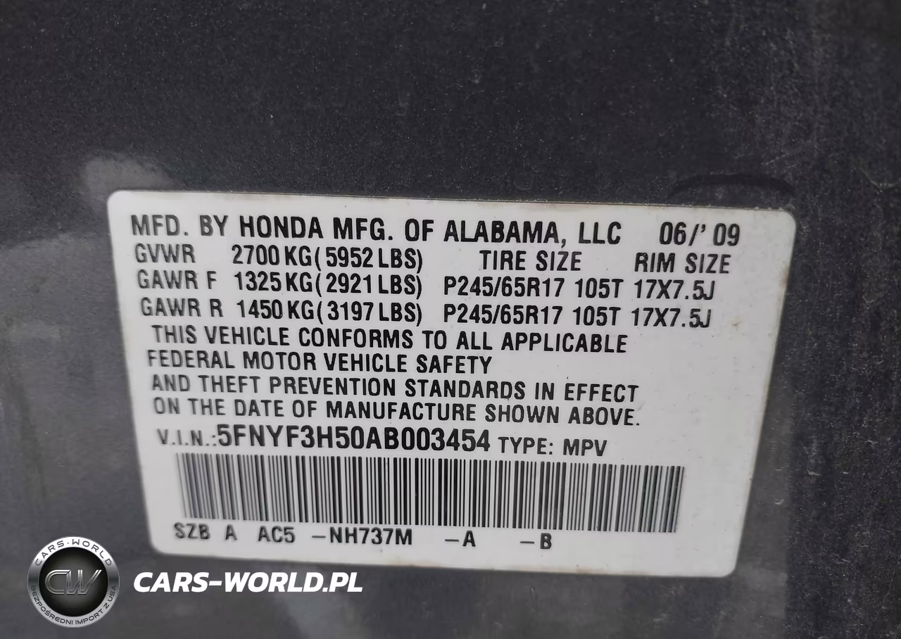 2010 Honda Pilot Ex-L VIN:5FNYF3H50AB003454 - 9