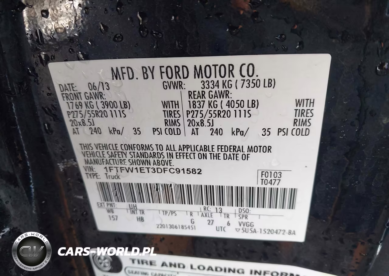 2013 Ford F-150 Lariat VIN:1FTFW1ET3DFC91582 - 9
