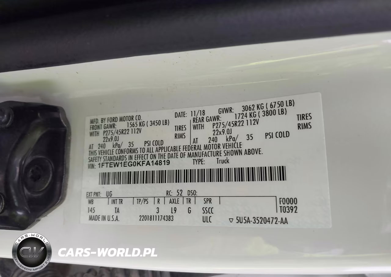 2019 Ford F-150 Limited VIN:1FTEW1EG0KFA14819 - 9