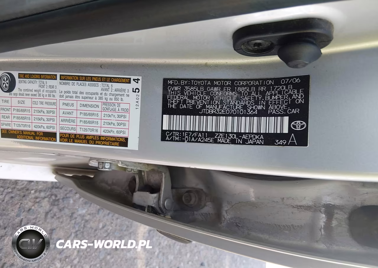 2007 Toyota Corolla Ce VIN:JTDBR32E070101364 - 9