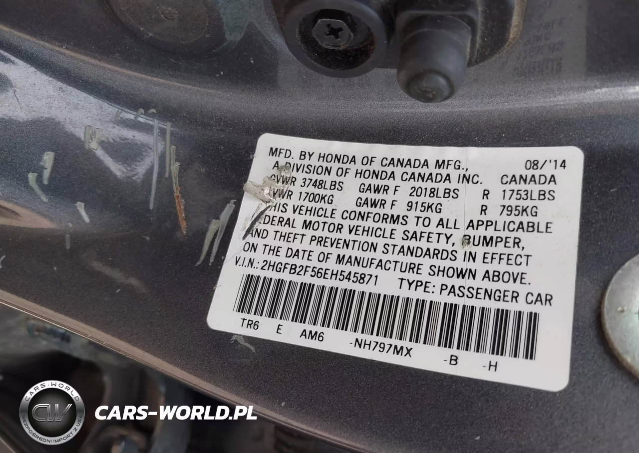 2014 Honda Civic Lx VIN:2HGFB2F56EH545871 - 9