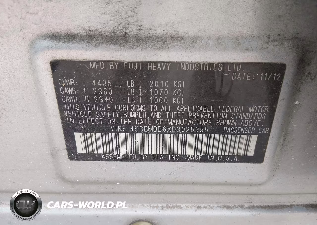2013 Subaru Legacy 2.5I Premium VIN:4S3BMBB6XD3025955 - 9