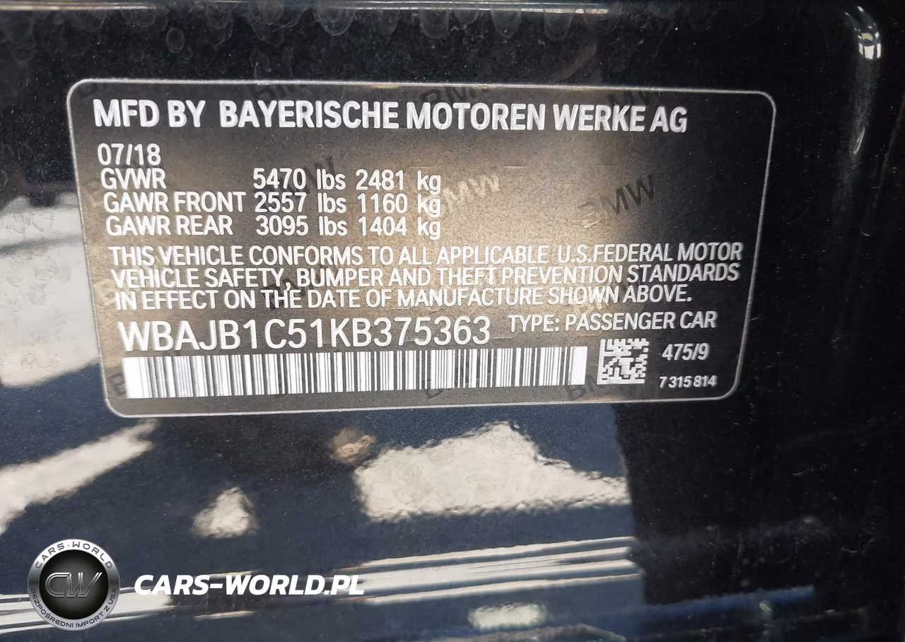 2019 BMW 530E xDrive Iperformance VIN:WBAJB1C51KB375363 - 9