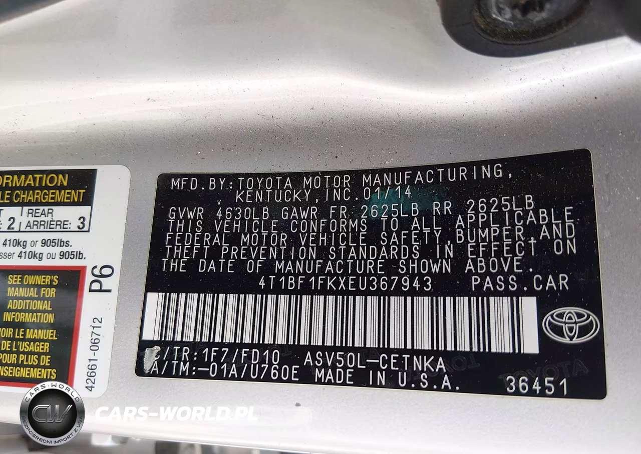 2014 Toyota Camry Le VIN:4T1BF1FKXEU367943 - 9