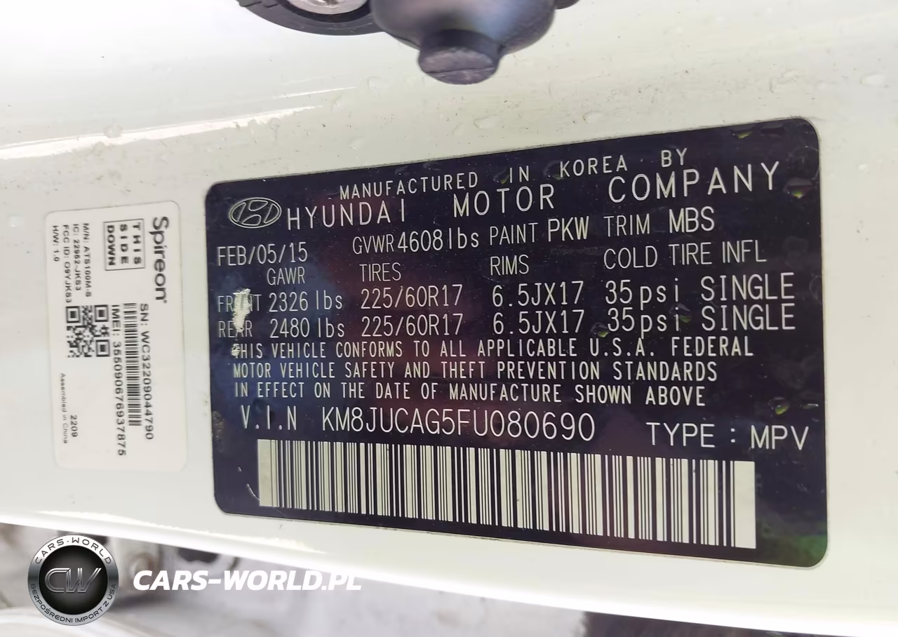 2015 Hyundai Tucson Se VIN:KM8JUCAG5FU080690 - 9