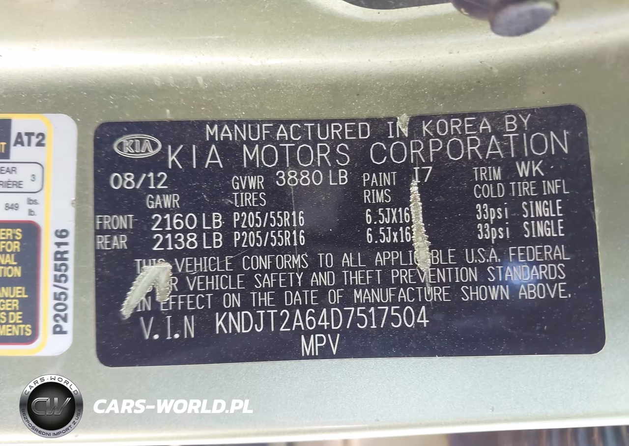 2013 Kia Soul + VIN:KNDJT2A64D7517504 - 9
