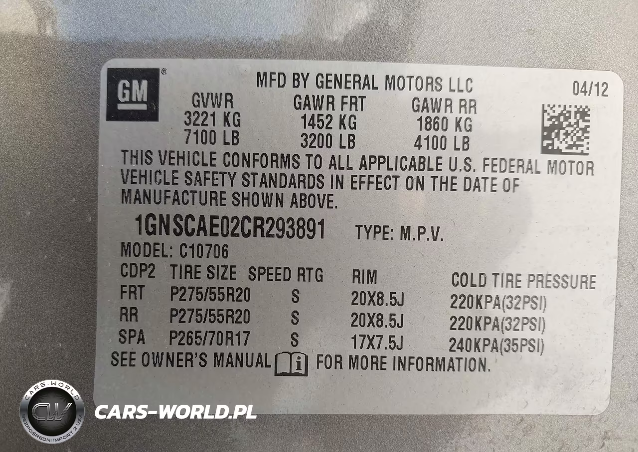2012 Chevrolet Tahoe Ls VIN:1GNSCAE02CR293891 - 9