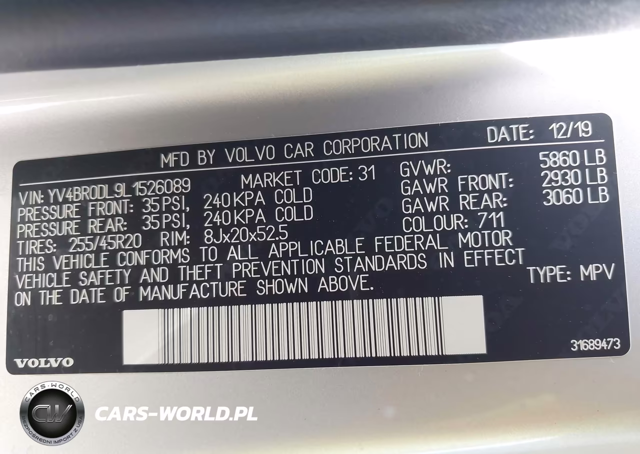 2020 Volvo Xc60 Hybrid T8 Inscription VIN:YV4BR0DL9L1526089 - 9