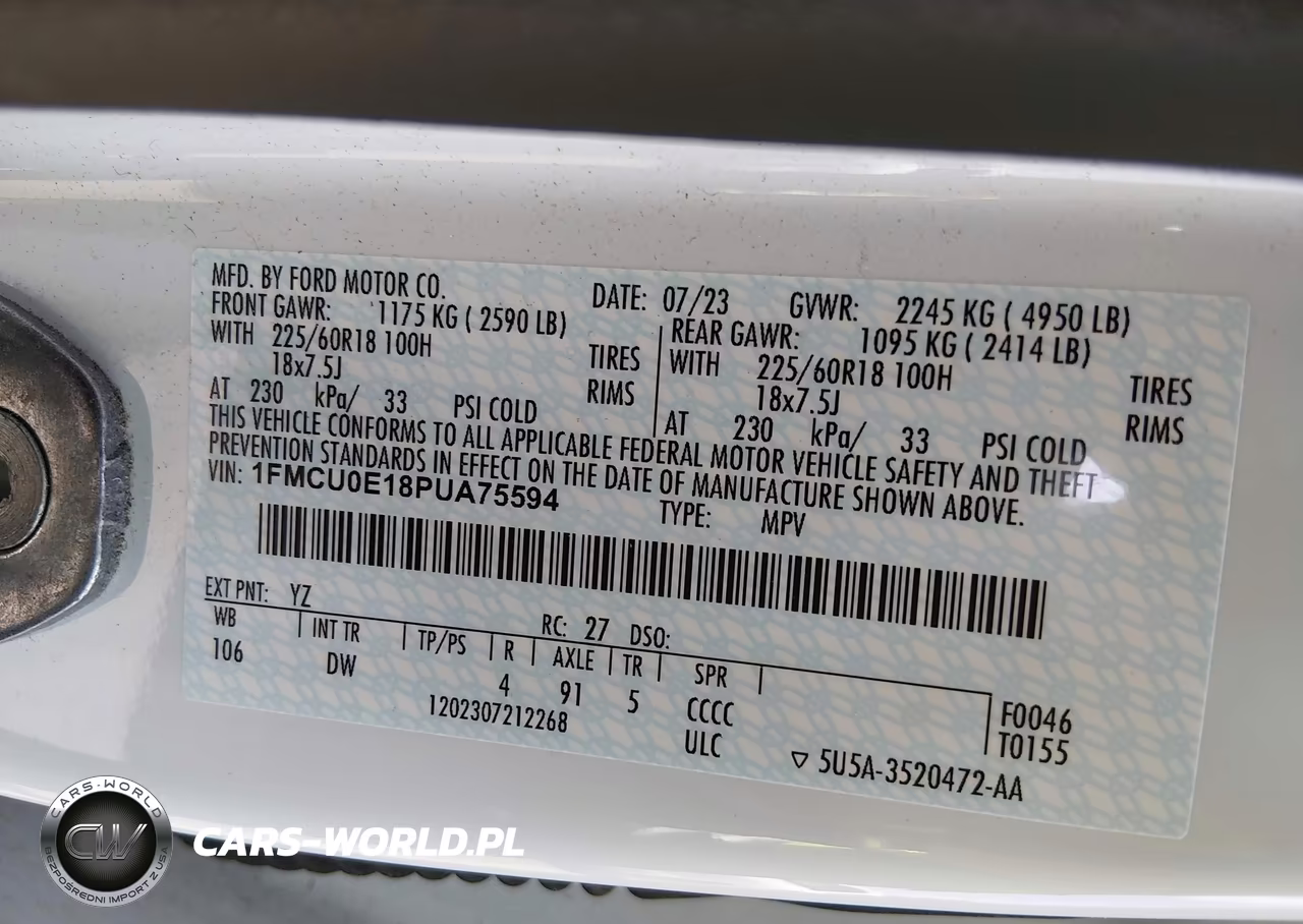 2023 Ford Escape Phev VIN:1FMCU0E18PUA75594 - 9