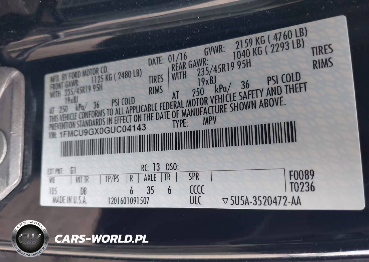 2016 Ford Escape Se VIN:1FMCU9GX0GUC04143 - 9