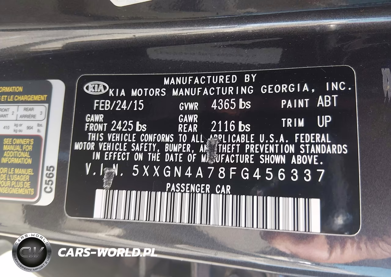 2015 Kia Optima Ex VIN:5XXGN4A78FG456337 - 9