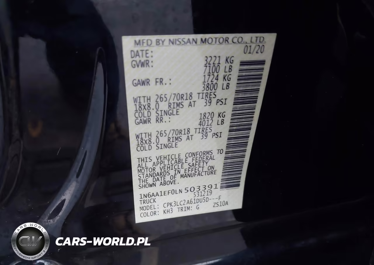 2020 Nissan Titan Sv 4X2 VIN:1N6AA1EF0LN503391 - 9