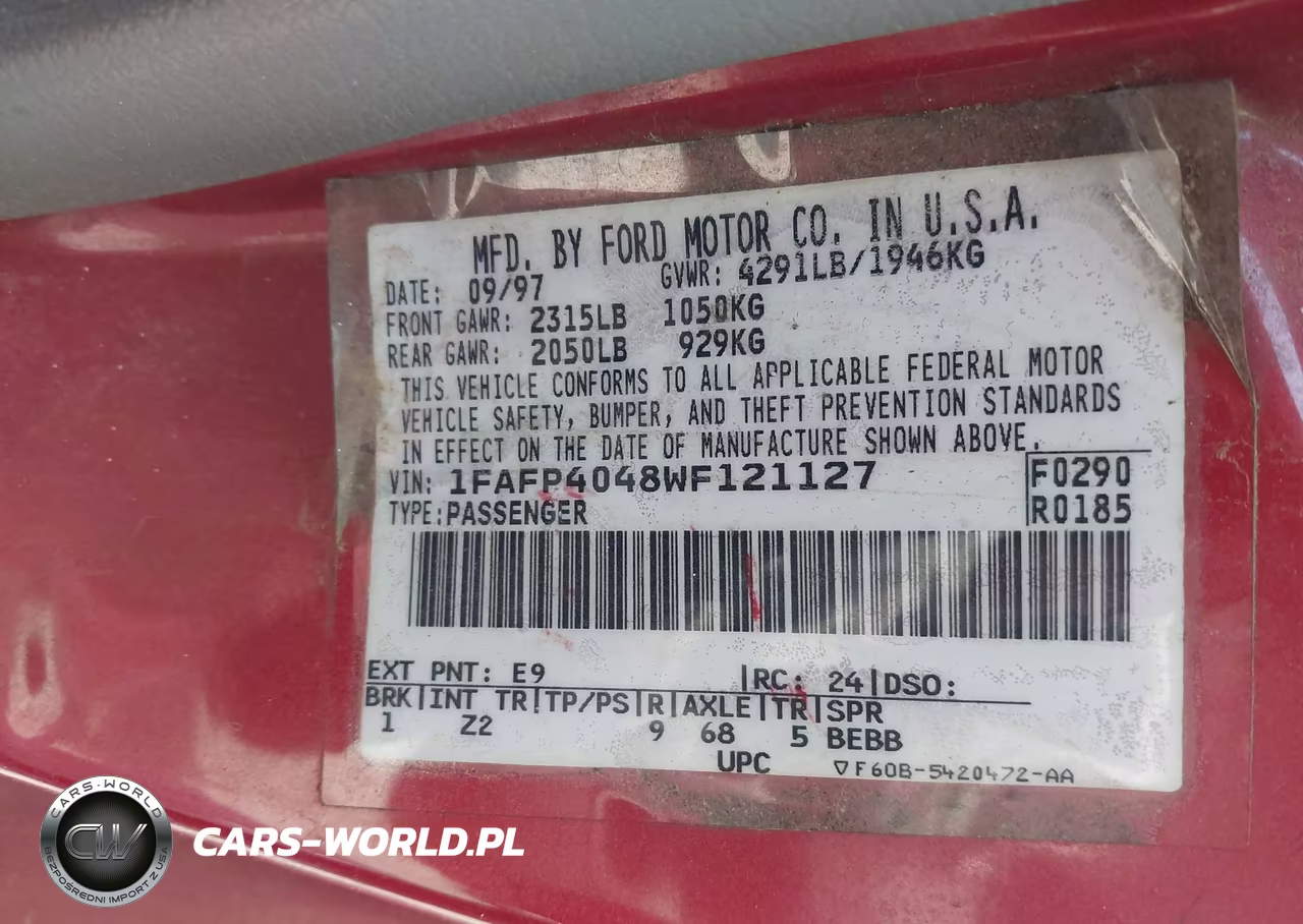1998 Ford Mustang VIN:1FAFP4048WF121127 - 9