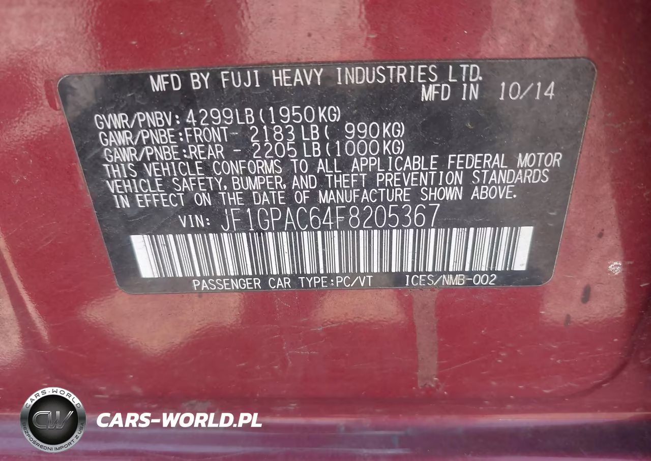 2015 Subaru Impreza 2.0I Premium VIN:JF1GPAC64F8205367 - 9
