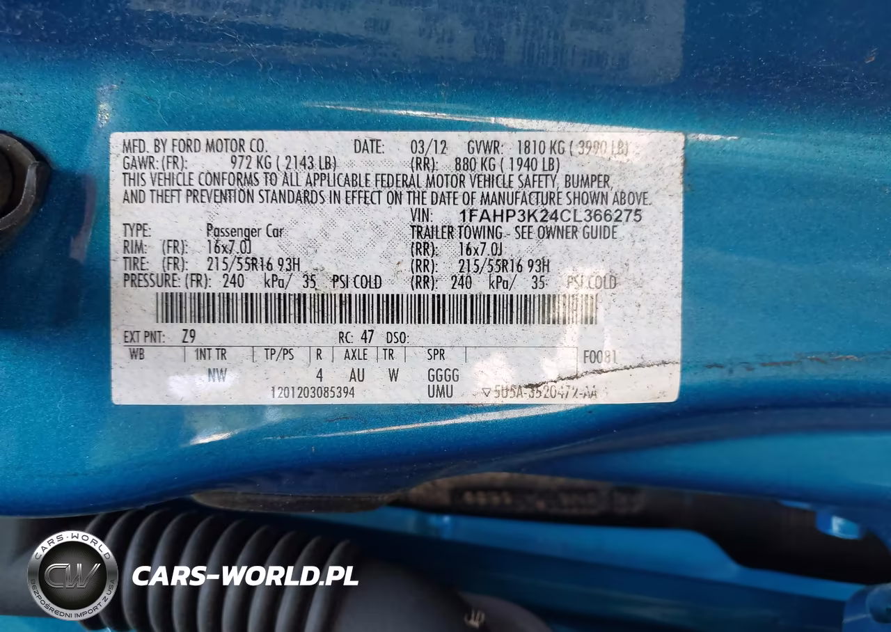 2012 Ford Focus Se VIN:1FAHP3K24CL366275 - 9