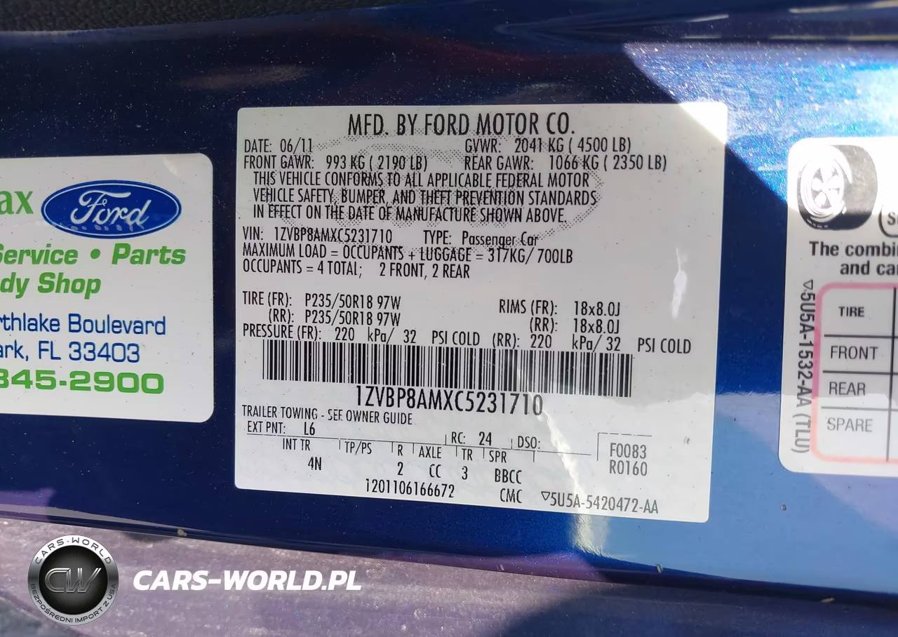 2012 Ford Mustang V6 Premium VIN:1ZVBP8AMXC5231710 - 9