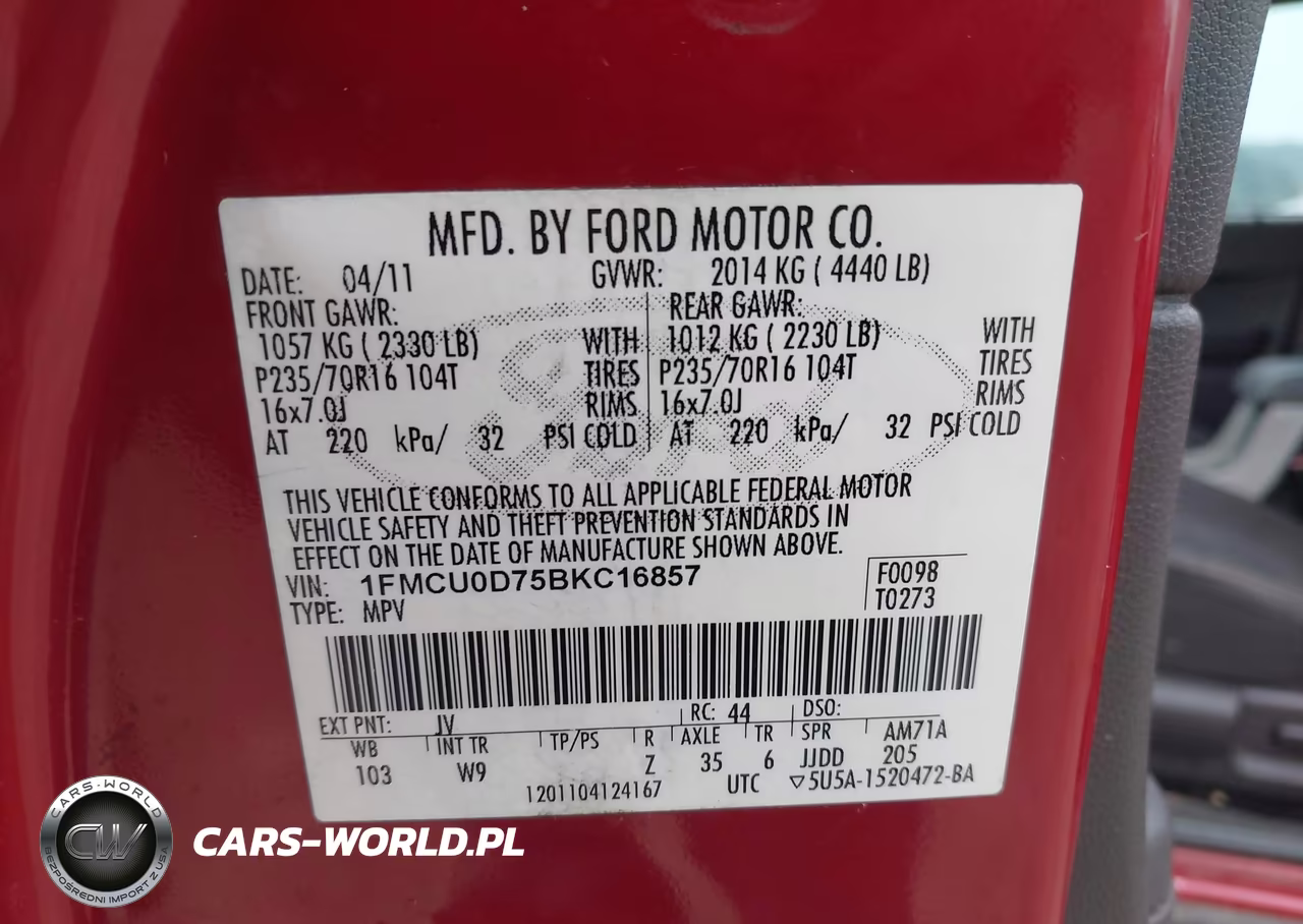 2011 Ford Escape Xlt VIN:1FMCU0D75BKC16857 - 9