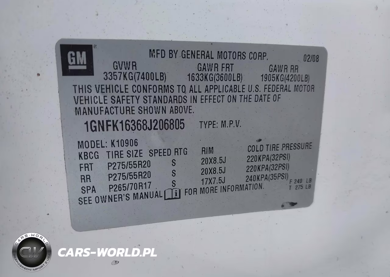 2008 Chevrolet Suburban 1500 Lt VIN:1GNFK16368J206805 - 9