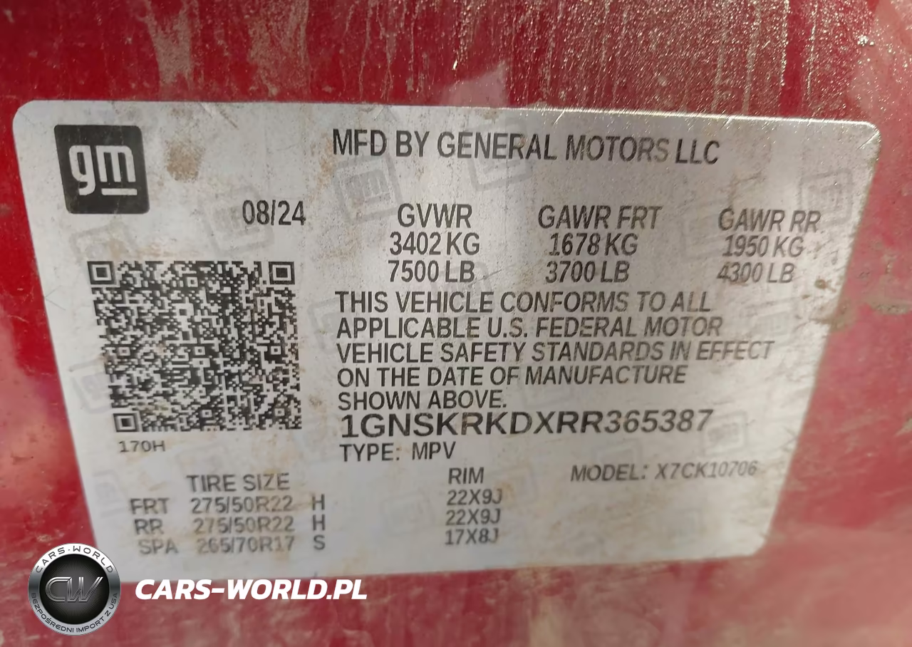 2024 Chevrolet Tahoe 4Wd Rst VIN:1GNSKRKDXRR365387 - 9