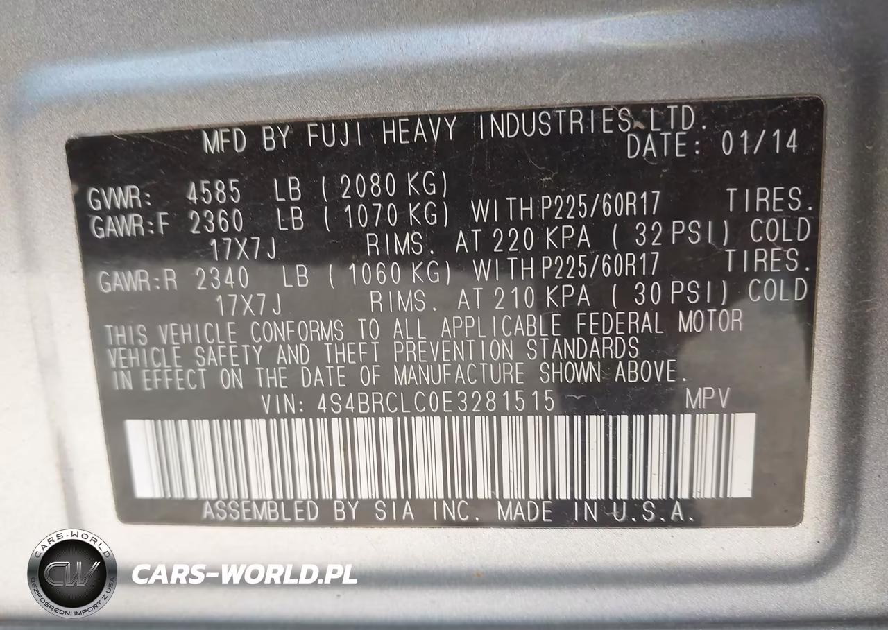 2014 Subaru Outback 2.5I Limited VIN:4S4BRCLC0E3281515 - 9