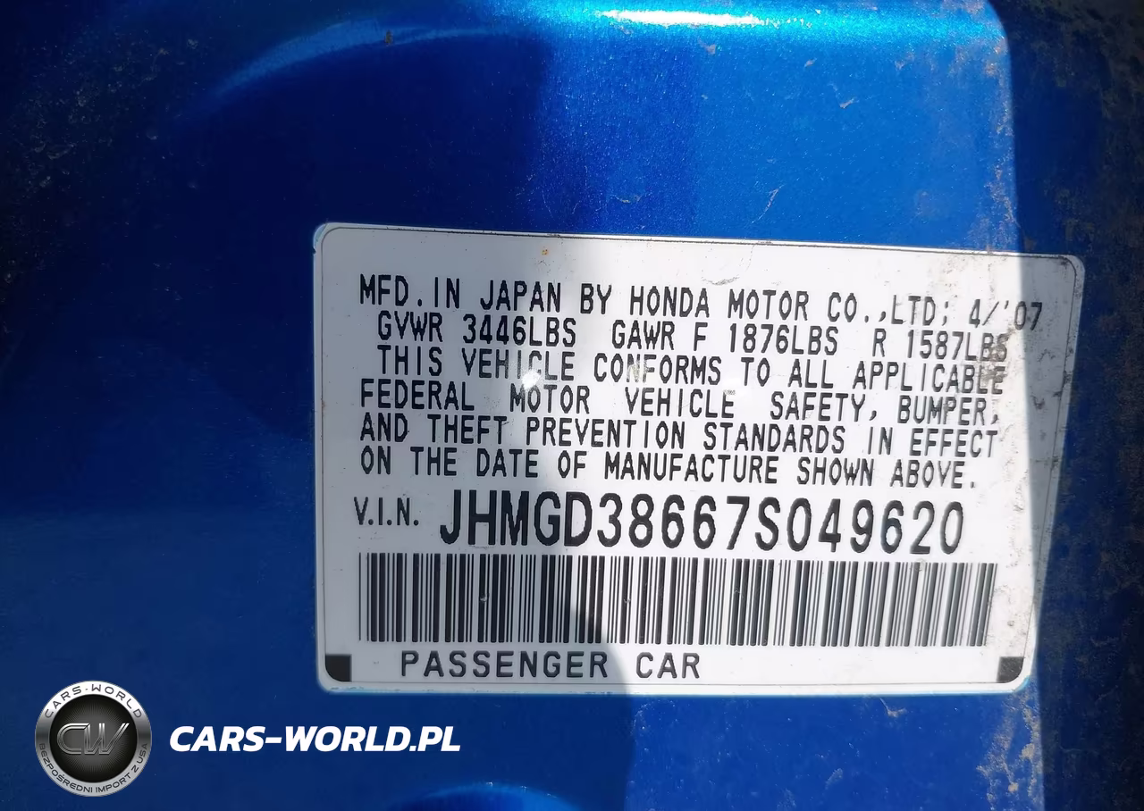 2007 Honda Fit Sport VIN:JHMGD38667S049620 - 9