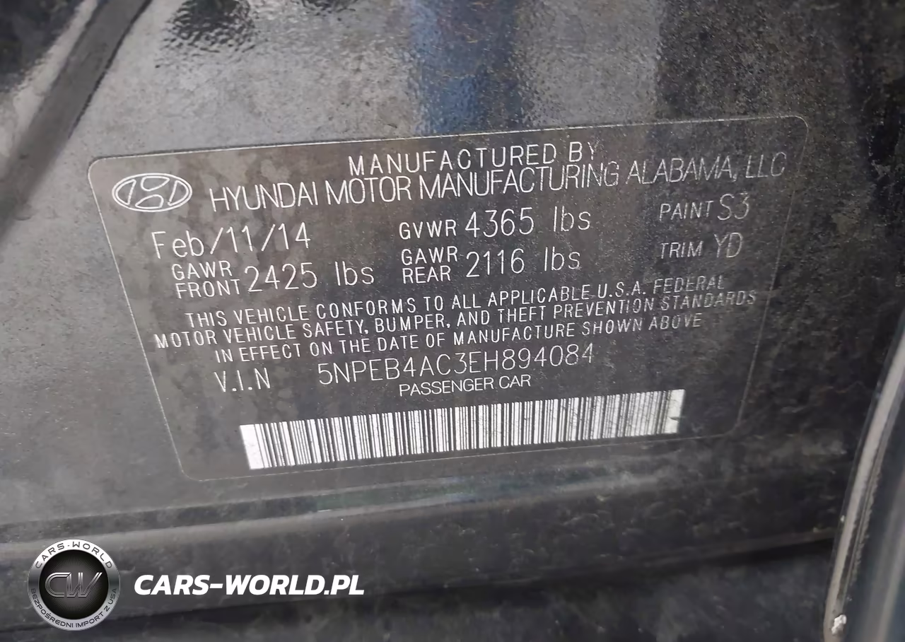 2014 Hyundai Sonata Gls VIN:5NPEB4AC3EH894084 - 9