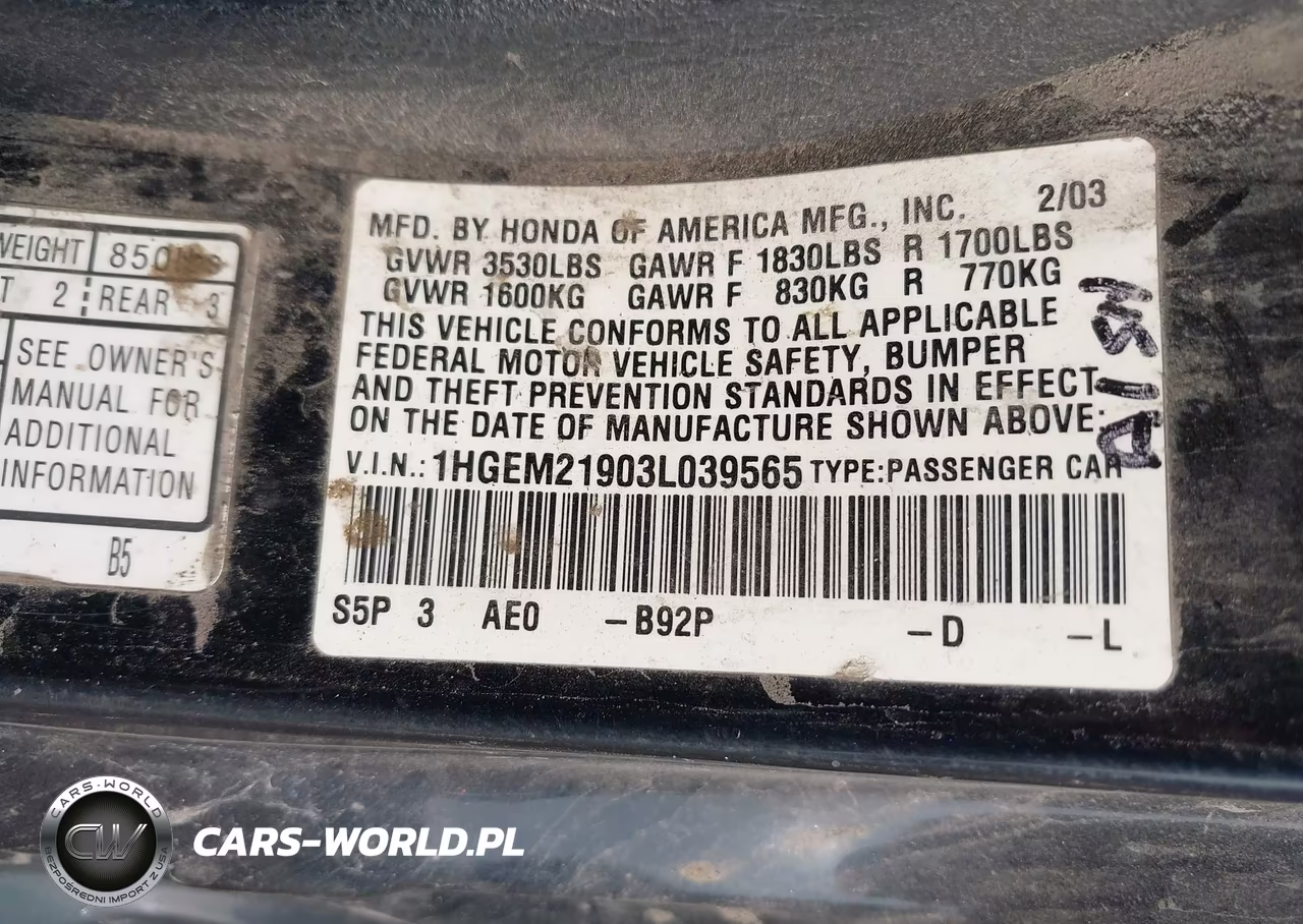 2003 Honda Civic Ex VIN:1HGEM21903L039565 - 9